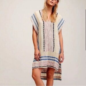 Free people “ So Easy “ pullover  striped dress casual cotton boho Sz S